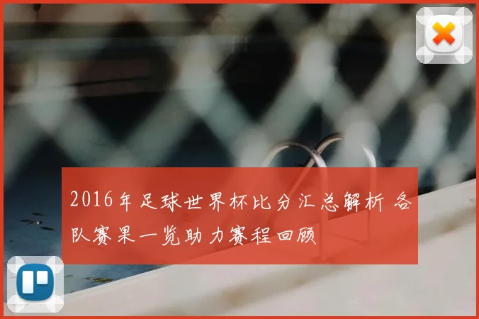 2016年足球世界杯比分汇总解析 各队赛果一览助力赛程回顾